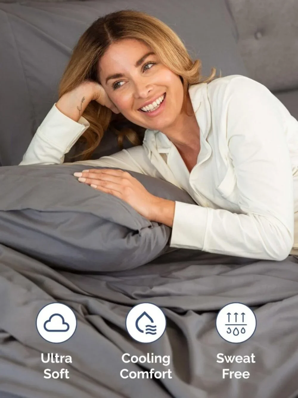 Extra Deep Queen Sheet Set - 6 Piece Cooling & Breathable Bedding - Grey